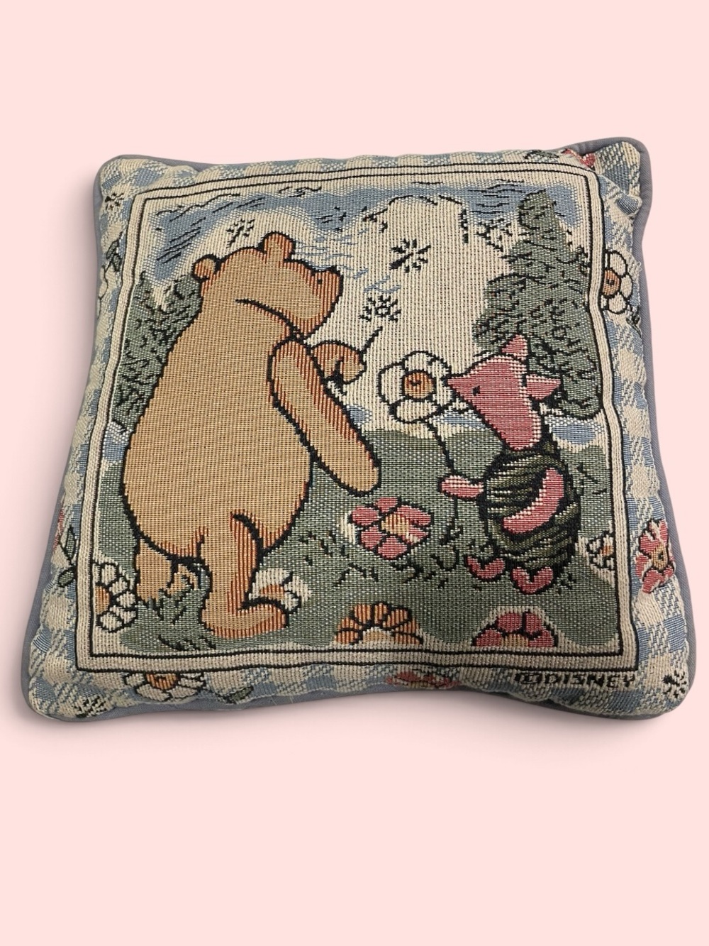 Cure vintage 80s Disney Pooh and Tigger friends embroidered pillow cottagecore